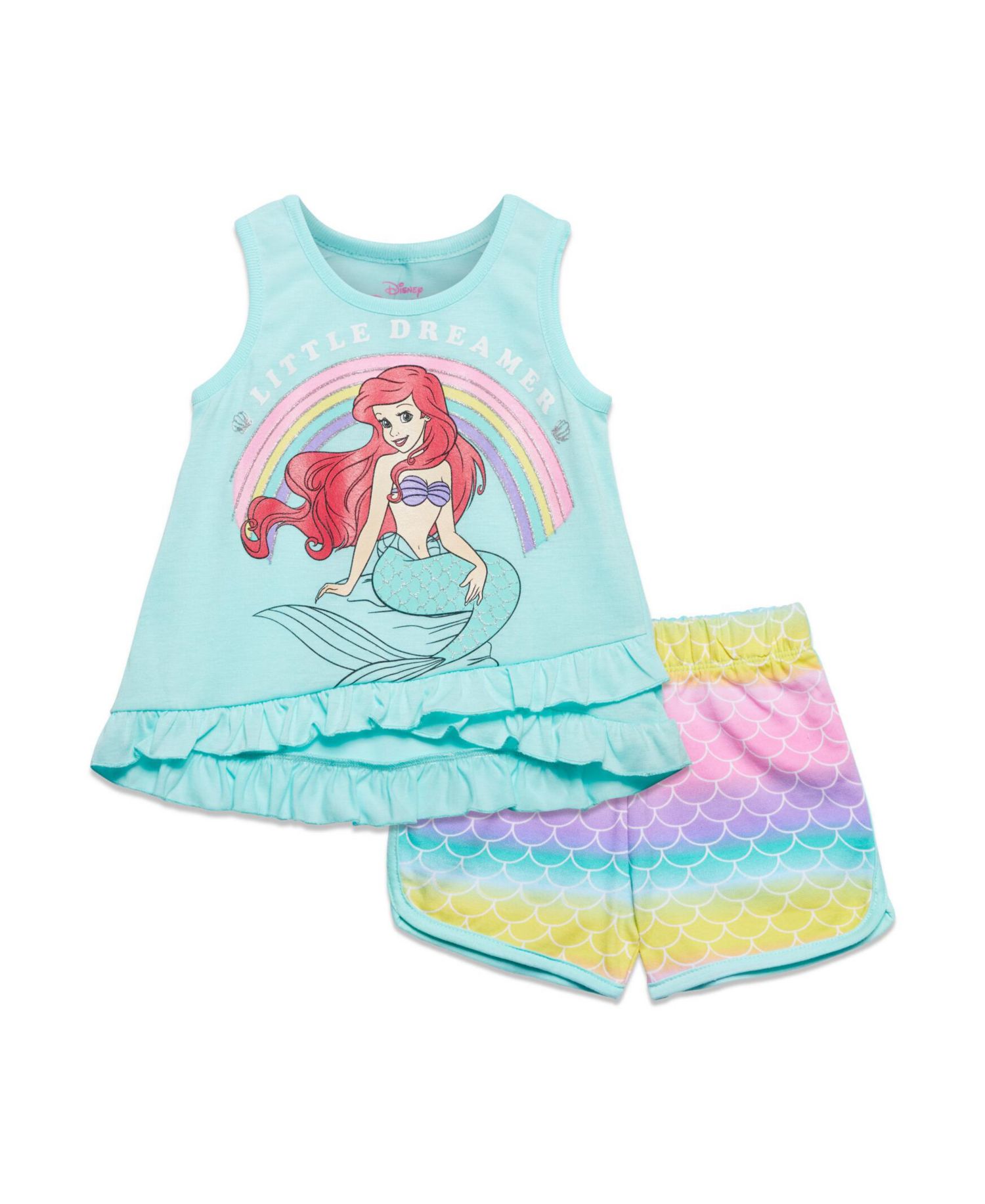 Toddler Girls Princess Moana Belle Minnie Mouse Nightmare Before Christmas Tank Top and French Terry Shorts to