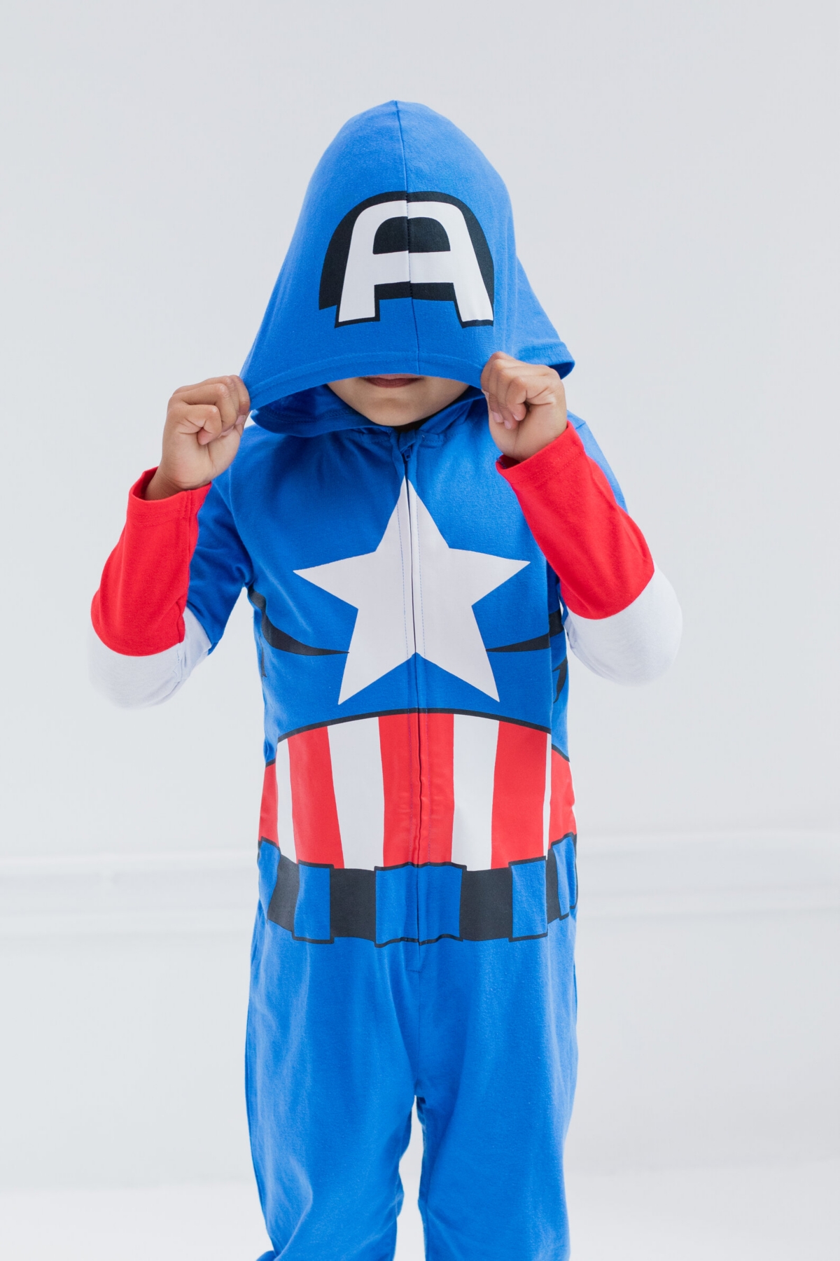 Avengers Toddler Boys MarvelIron Man Zip Up Cosplay Coverall - Captain america
