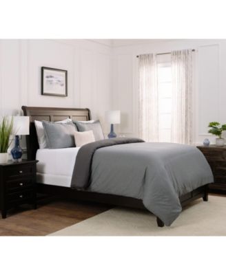 Premium Faux Linen Bedding Duvet Cover 3-Piece Soft Luxury Set - Double Brushed Breathable Microfiber Comforter Cover - Breathable Washable Wrinkle and Stain Resistant - Charcoal King Size