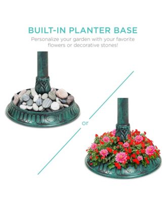 Solar Outdoor Bird Bath Pedestal Fountain Garden Decoration w/ Fillable Planter Base