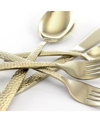 Baily 20 Piece Flatware Utensil Set, Stainless Steel Silverware Metal Service for 4 in Light Gold