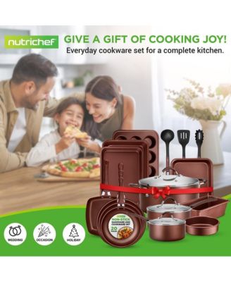 20-Piece Professional Cookware and Bakeware Set with Nonstick Pots and Pans, Cool-Touch Handles, Induction Safe