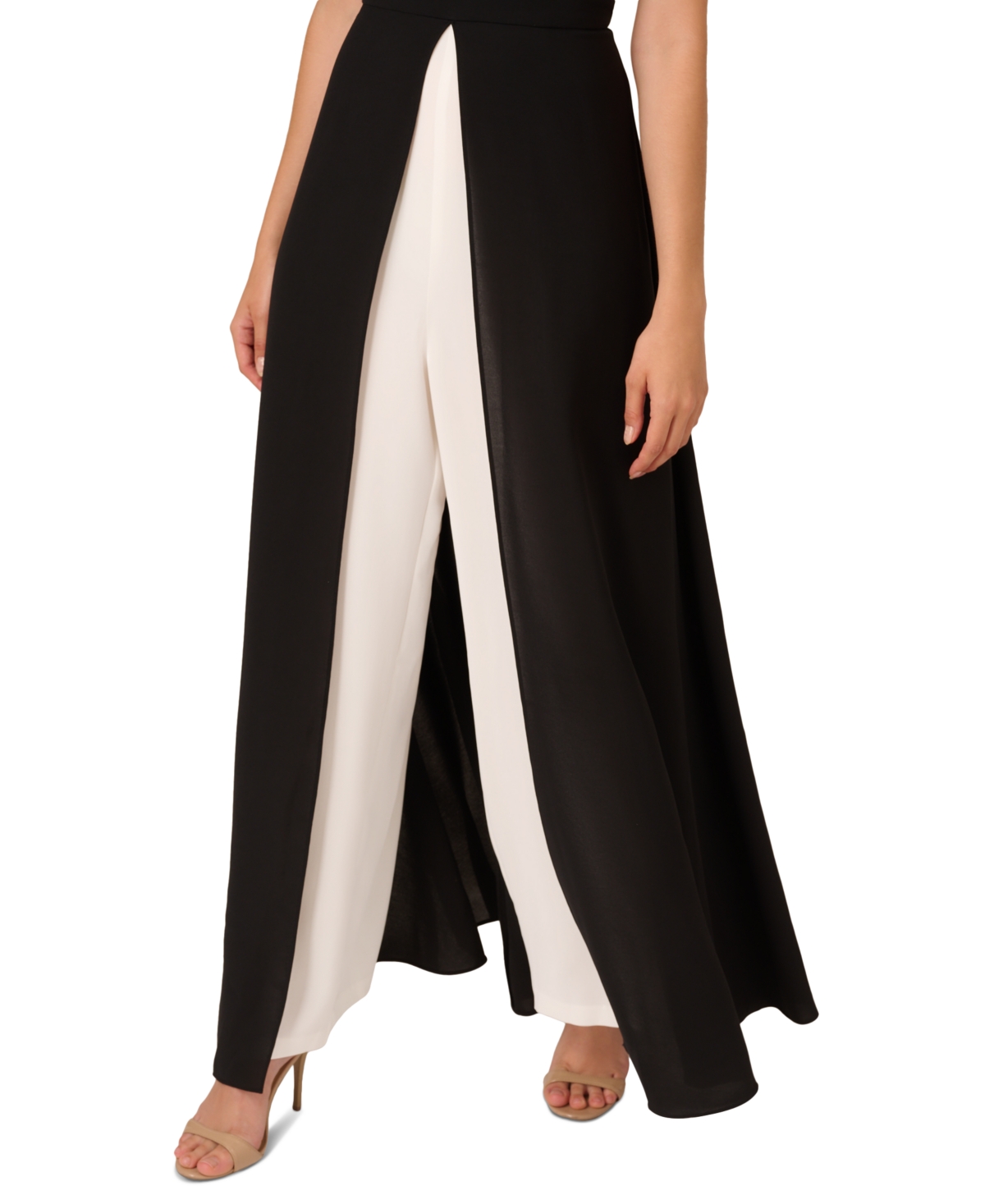 Adrianna Papell Women's Halter Crepe Overlay Jumpsuit