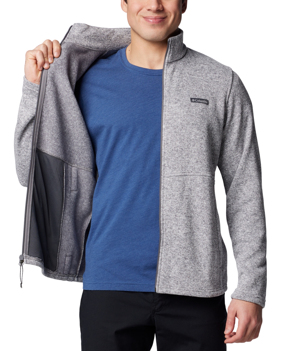 Columbia Men's Alto Pass Textured Knit Sweater Fleece Zip-front Jacket In City Grey Heather
