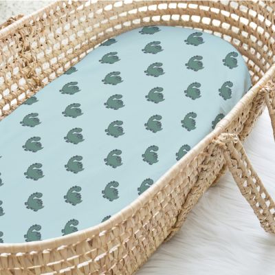 Green Dino Bassinet Sheets for Newborn Baby Boy & Baby Girl, 4 Pack Set
