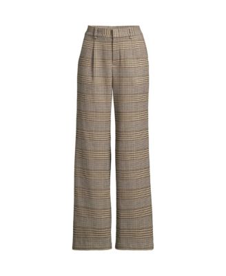 Plus Size Brushed Flannel High Rise Pleated Wide Leg Pants