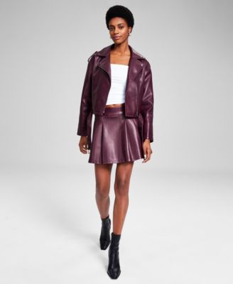 And Now This - Women's Faux Leather Long Sleeve Trucker Jacket