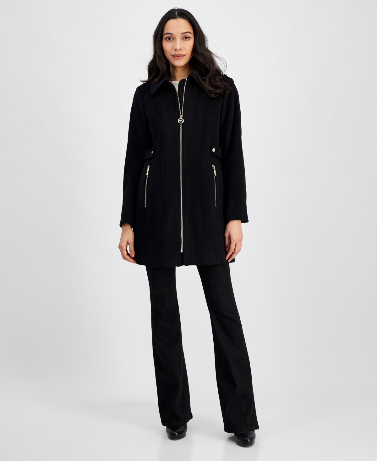 MICHAEL KORS MICHAEL MICHAEL KORS PETITE ZIP-FRONT COAT, CREATED FOR MACY'S 