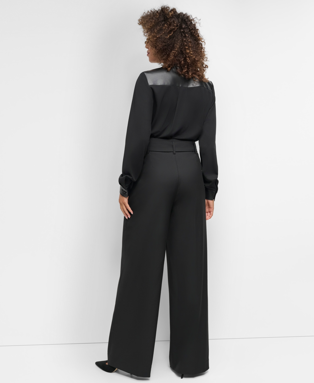 Dkny Women's Belted Mid-Rise Wide-Leg Pants