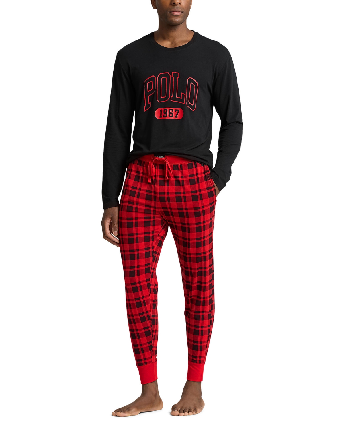 Polo Ralph Lauren Men's 2-Pc. Crewneck Jogger Pajamas Set -buffalo Plaid