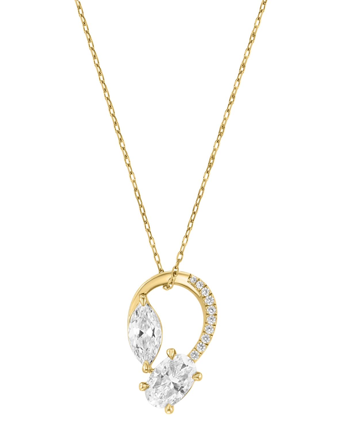 Shop Effy Collection Effy Lab Grown Diamond Mixed-cut Swirl Pendant Necklace (2-1/2 Ct. T.w.) In 14k Gold, 16-1/2" + 1-1/ In Yellow Gold