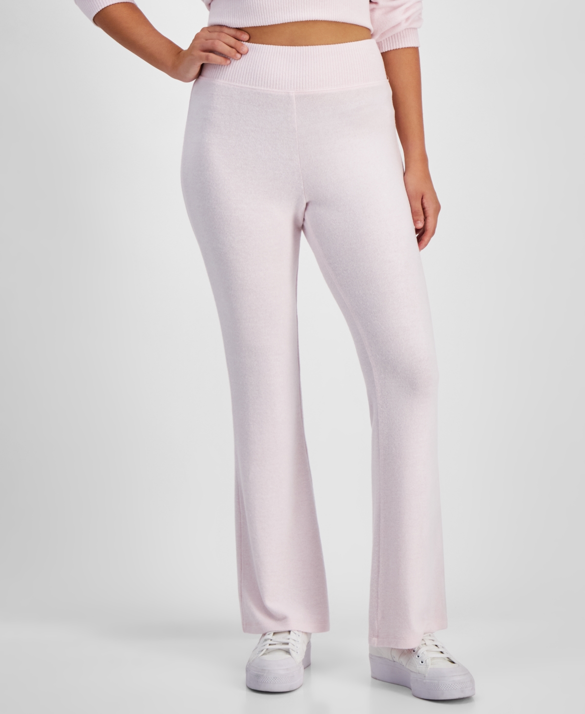 Juniors' Hacci Knit Flare Bottoms - Oatmeal Heather
