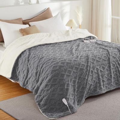 King Size Tufted Sherpa Electric Heated Blanket with Dual Control, 100" x 90"