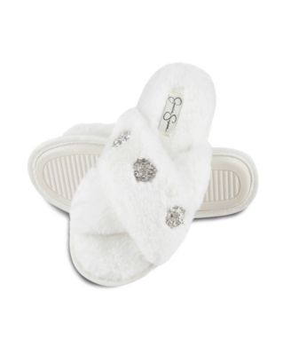 Women's Embellished Cross Band Slide Slippers