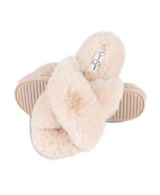 Women's Extra Soft High Plush Cross Band Slide Slippers