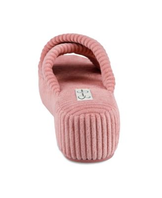 Women's Ribbed Terry Cross Band Slide Platform Slipper