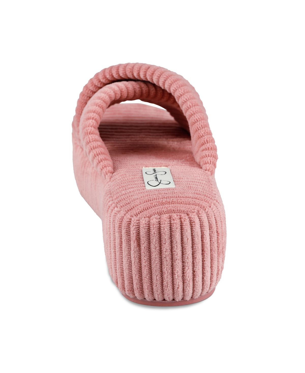 JESSICA SIMPSON WOMEN'S RIBBED TERRY CROSS BAND SLIDE PLATFORM SLIPPER 