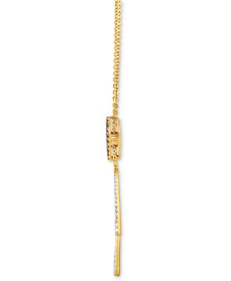 Chocolatier&reg; Chocolate Diamond & Vanilla Diamond Pear Cluster 18" Lariat Necklace (1/2 ct. t.w.) in 14k Gold