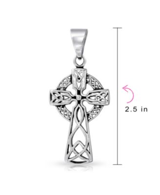 Protection Amulet Ancient Irish Viking Celtic Cross Pendant Necklace Oxidized Stainless Steel 20 Inch Ball Chain