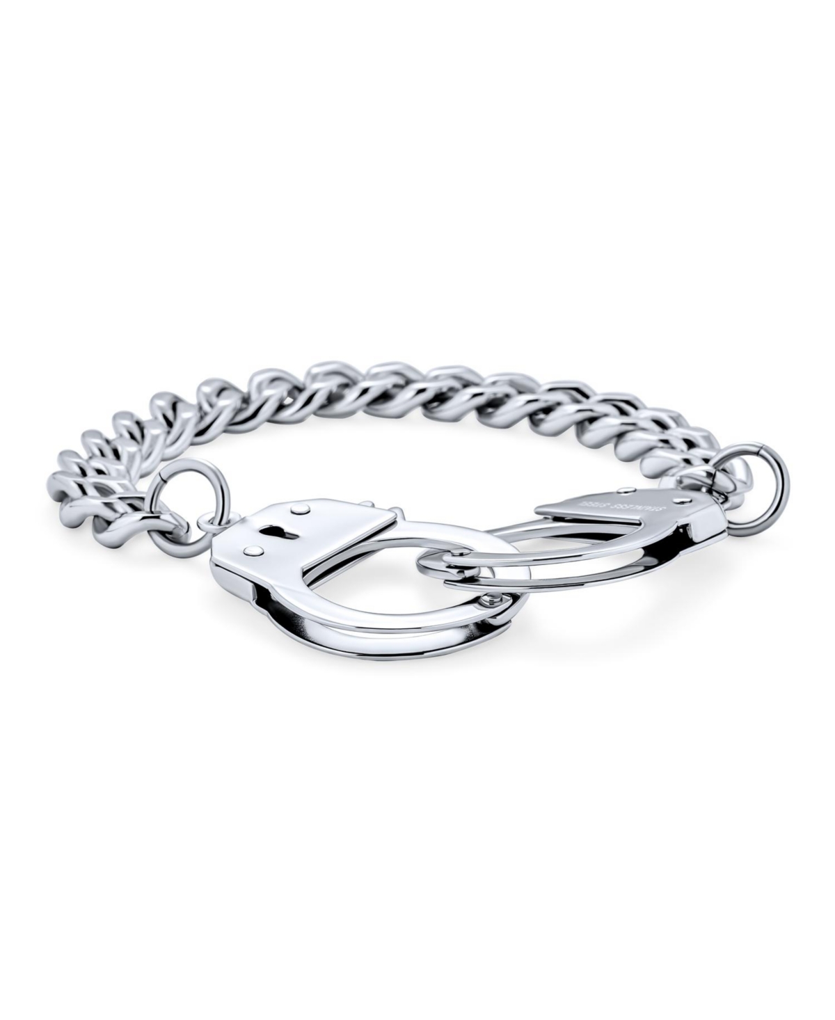 Bling Jewelry Biker Jewelry Couples Handcuff Statement Bracelet Cuban Curb Chain Stainless Steel