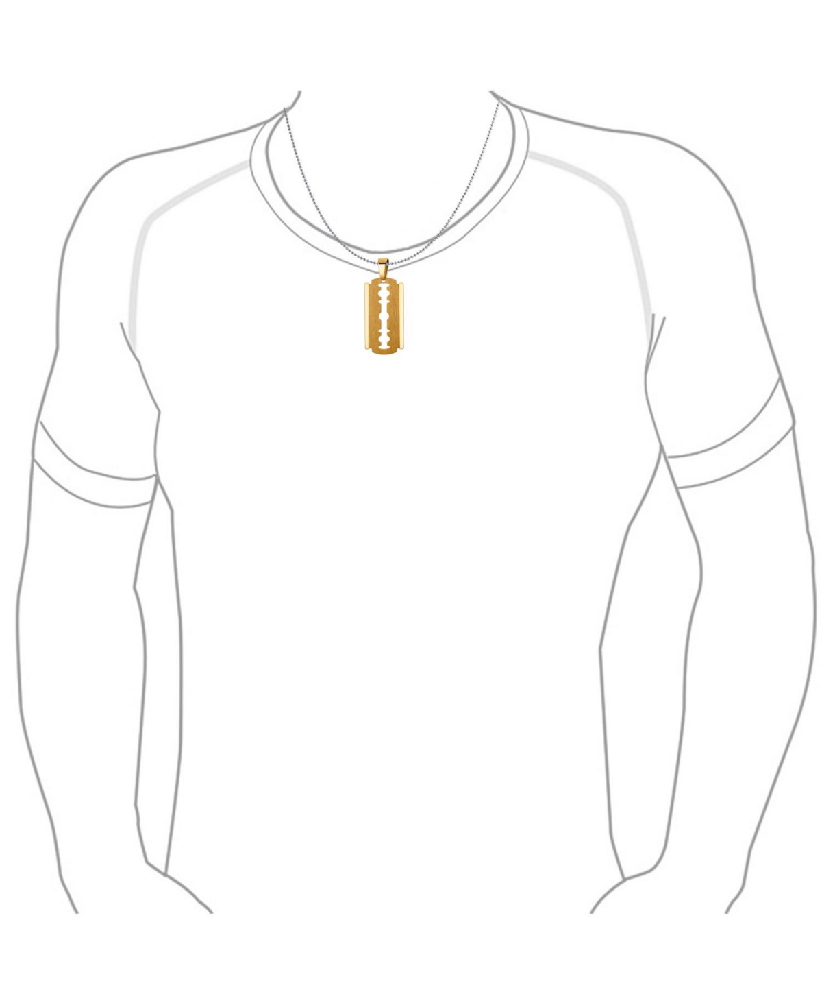 Bling Jewelry Hip Hop Biker Jewelry Goth Punk Rock Large Razor Blade Dog Tag Pendant Necklace For Men Black Silver Gold Tone Stainless Steel 20 Inch B