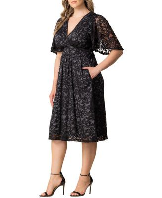 Plus Size Starry Sequin Lace Cocktail Dress