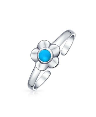 Sun Flower Blue Stabilized Turquoise Midi Thin Band Toe Ring Western Jewelry .925 Silver Sterling Adjustable