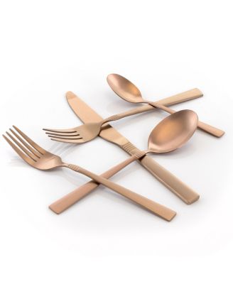 Cravat 20 Piece Flatware Utensil Set, Stainless Steel Silverware Metal Service for 4 in Matte Black