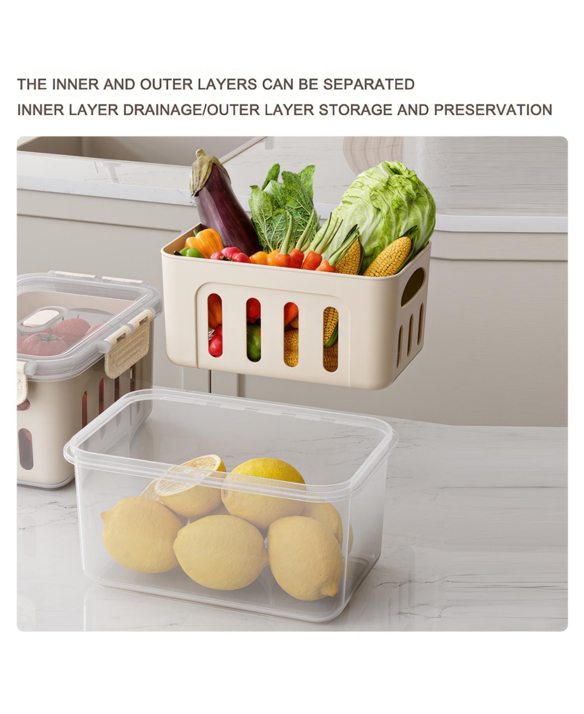 Fc Design Fc Design- 5 Pcs Premium Food Preservation Storage Container Box Set - 5 Colors, Airtight, Bpa-Free, Stackable, Easy to Drain System Kitchen