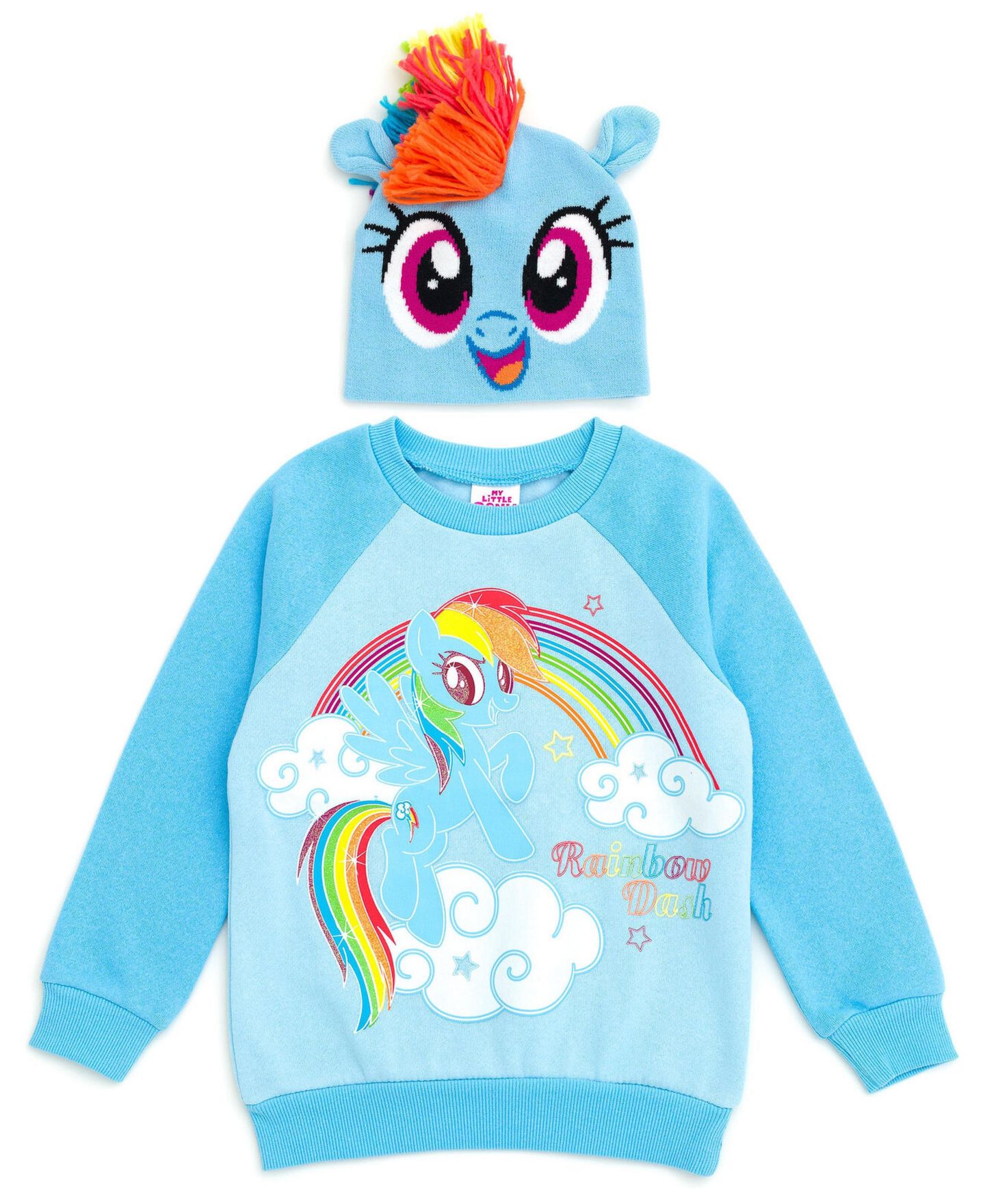 Толстовка My Little Pony My Pony Rainbow Dash Pullover Fleece Sweatshirt and Cosplay Hat для девочек, цвет: Синий — фото 1
