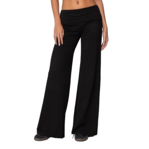 Женские брюки Edikted Wide Leg Fold Over, цвет: Чёрный