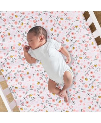 Little Garden 3-Piece Embroidered Floral Baby Crib Bedding Set