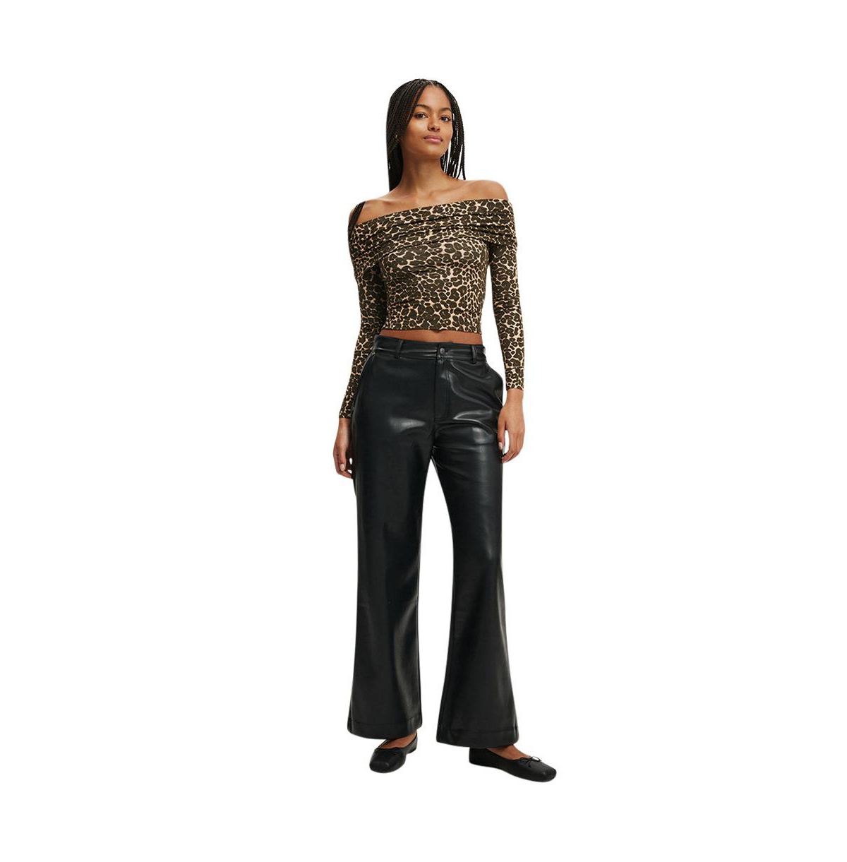 Cotton On Women's Faux Leather Wide Leg Pant