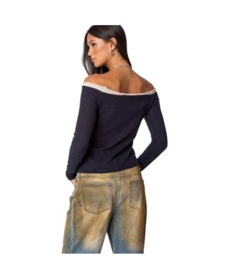 Womens Off Shoulder Thermal Top