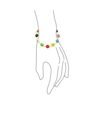 Protection Good Luck Amulet Turkish Glass Bead Evil Eye Bracelet Yellow Gold Plated Sterling Silver Multicolor 7 Inch