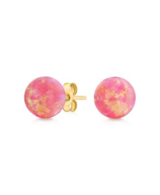 14K Yellow Gold Round Black Onyx Bead Ball Stud Earrings 6mm Size June Birthstone