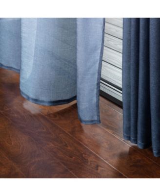 Premium 2-Panel Gradient Ombre Faux Belgian Flax Semi Sheer Curtains - for Windows Living Room Bedroom - Partial See Through Drapes for Privacy and Home52 x 63 Inches Long - Black Gray