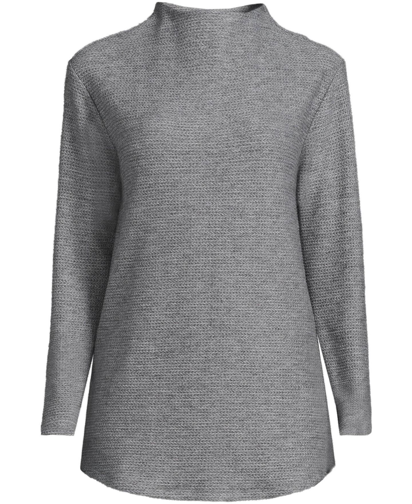 Женский топ Lands' End Plus Size Cable Ottoman Relaxed Long Sleeve Funnel Neck Tunic, цвет: Угольный серый меланжевый — фото 3