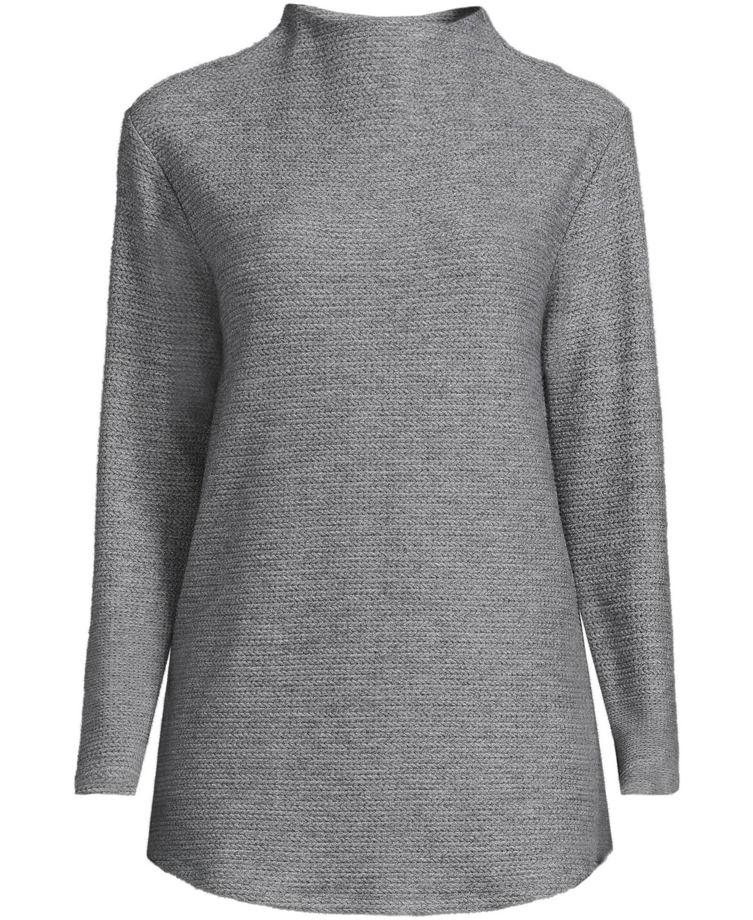 Plus Size Cable Ottoman Relaxed Long Sleeve Funnel Neck Tunic