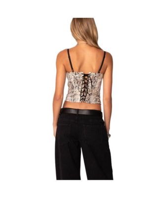 Womens Snakeskin Denim Corset