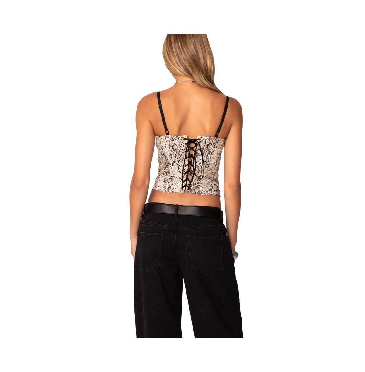 Edikted Women's Snakeskin Denim Corset