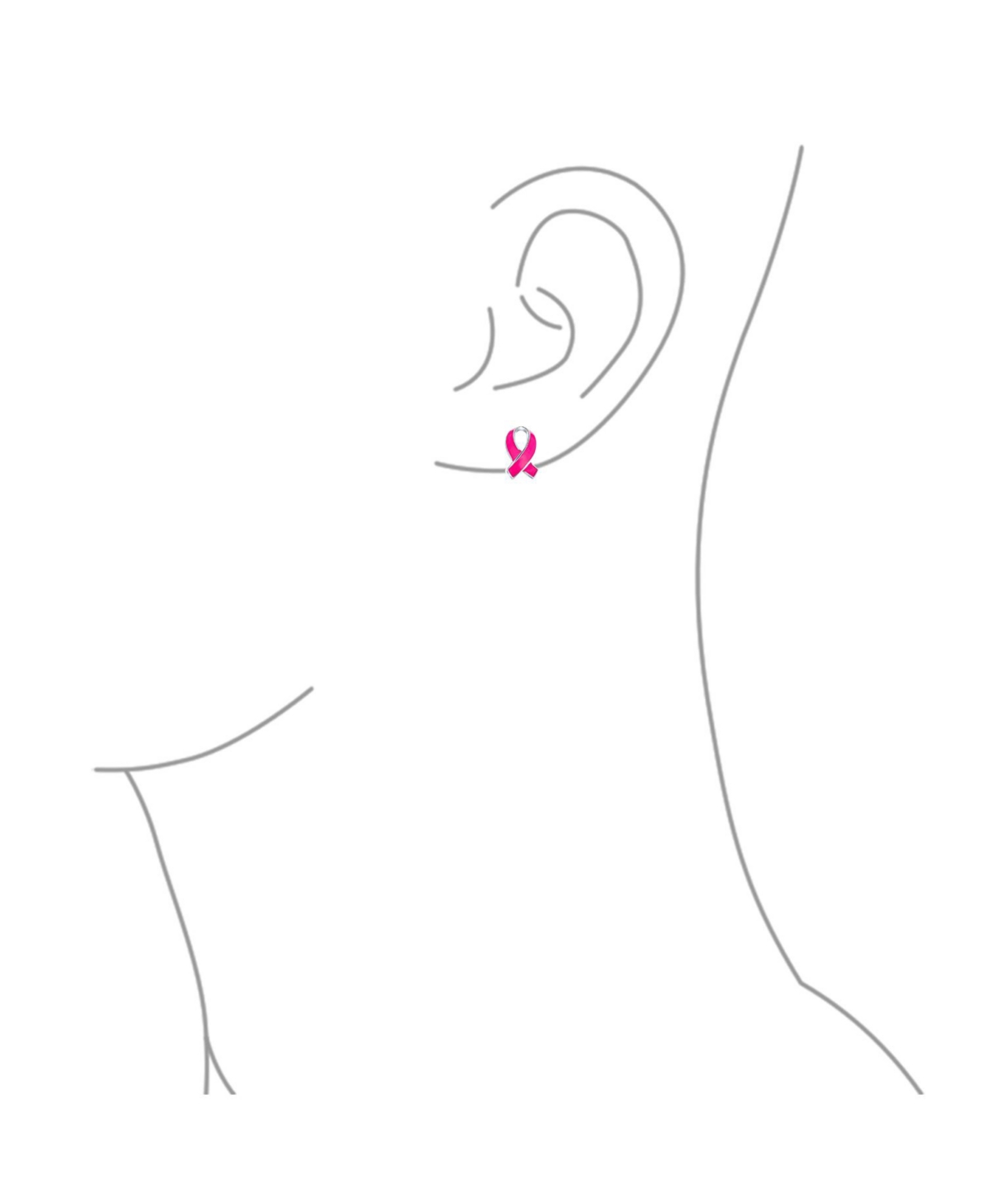 Bling Jewelry Breast Cancer Awareness Pink Ribbon Support Enamel Stud Earrings For Women .925 Sterling Silver