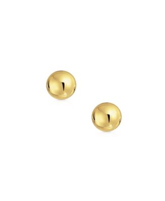 Delicate Simple Tiny Classic Round Ball Stud Earrings 14K Yellow Gold