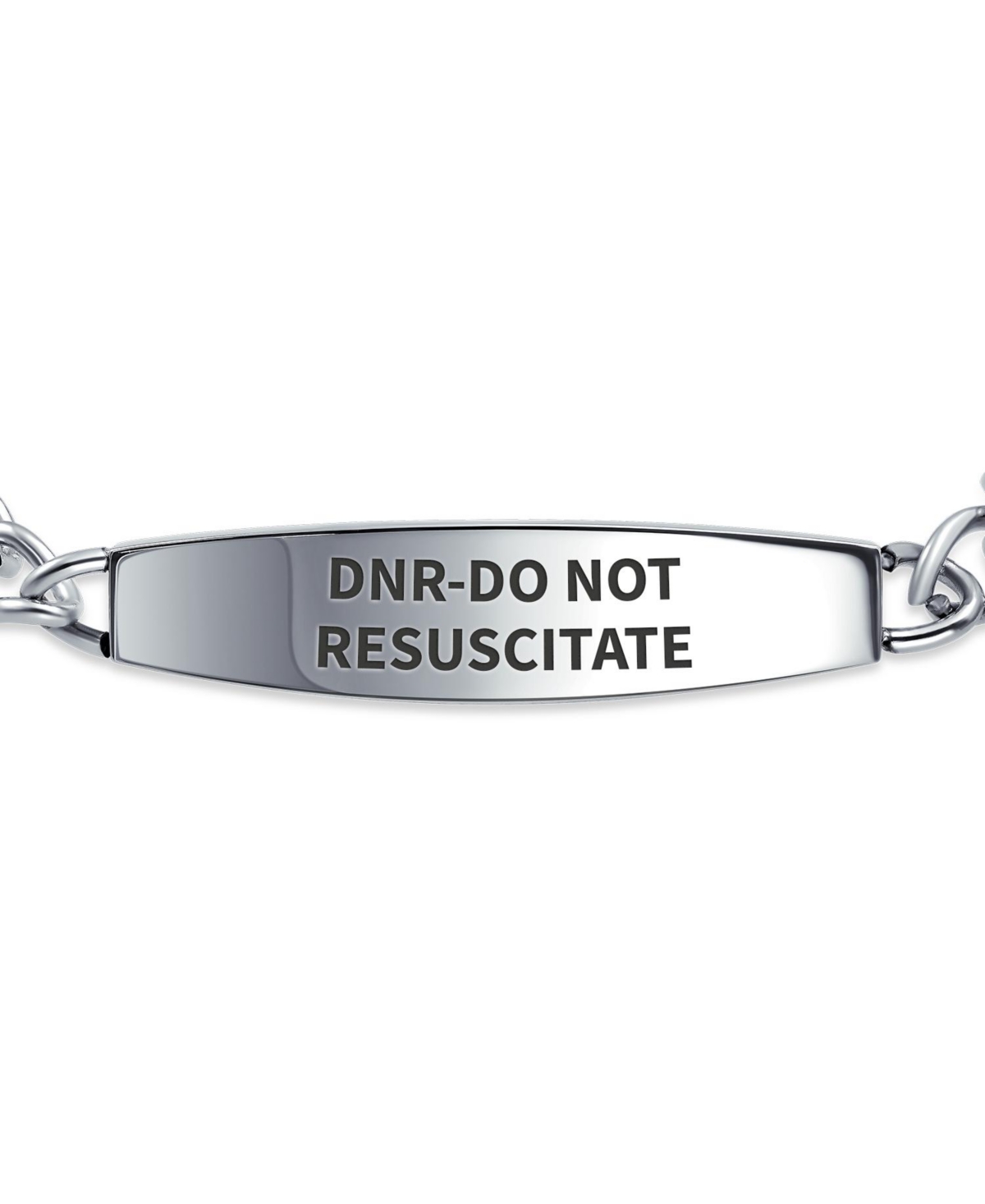 Bling Jewelry Dnr-Do Not Resuscitate Identification Medical Id Miami Cuban Link Chain Bracelet Stainless Steel