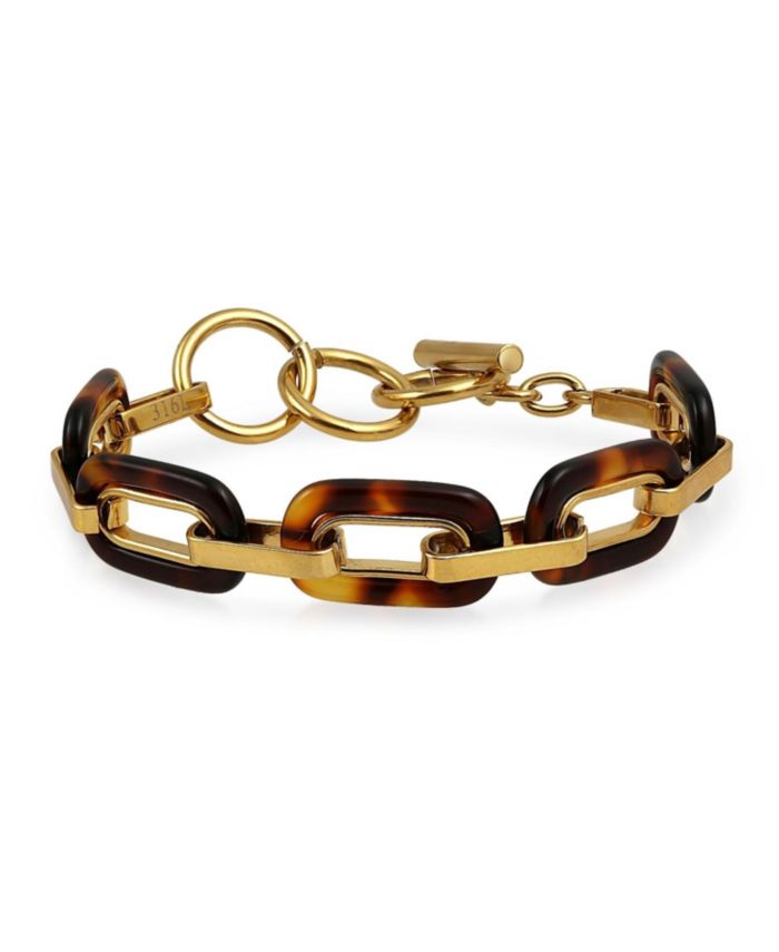 Bling Jewelry Fashion Brown Golden Oval Acrylic Tortoise Shell Statement