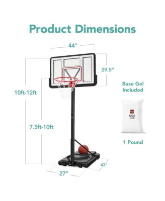 Adjustable Regulation-Size Basketball Hoop, Portable Sport System w/ Fillable Base, Wheels