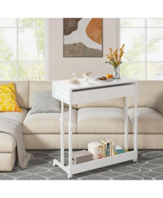 Portable Desk with Drawers, Mobile Laptop Desk with Wheels, Couch Desk Sofa Side Table Bed Desk, Small Standing Desk for Home Office