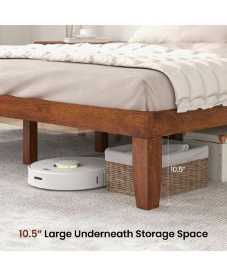 14'' Full Size Wooden Platform Bed Frame w/ Strong Slat Support Brown Cherry