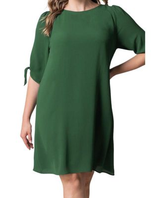 Plus Size Manhattan Shift Dress with Tie Sleeves