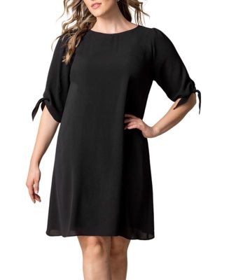 Plus Size Manhattan Shift Dress with Tie Sleeves
